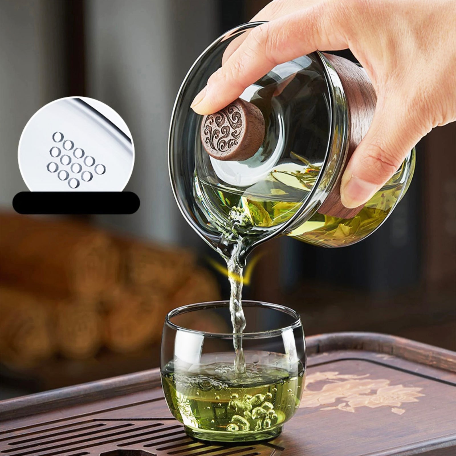 Heat-resistant glass Tea Set with Eastern Charm