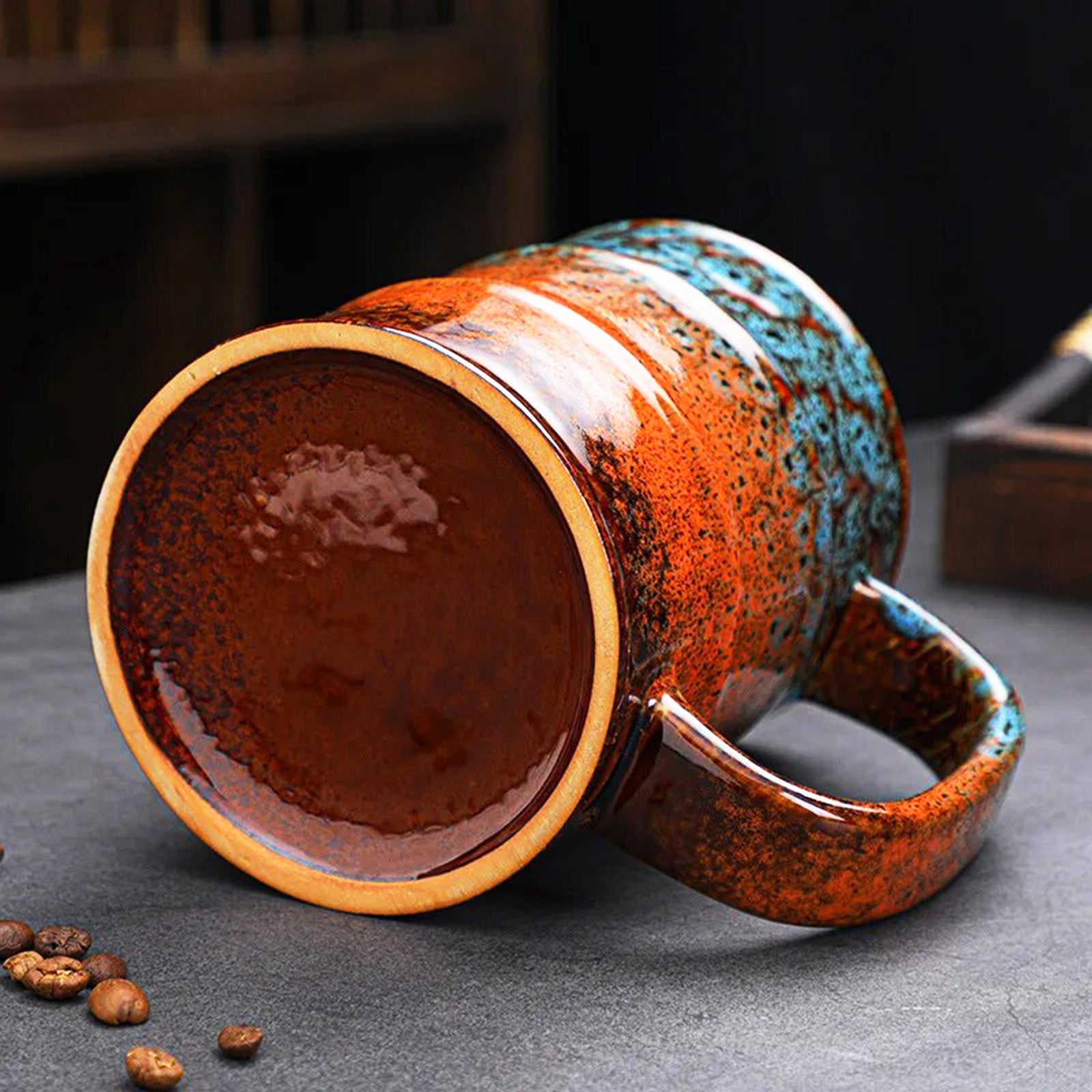 Large Barrel-Shaped Mugs with Oversized Four-Finger Handles for Coffee Lovers