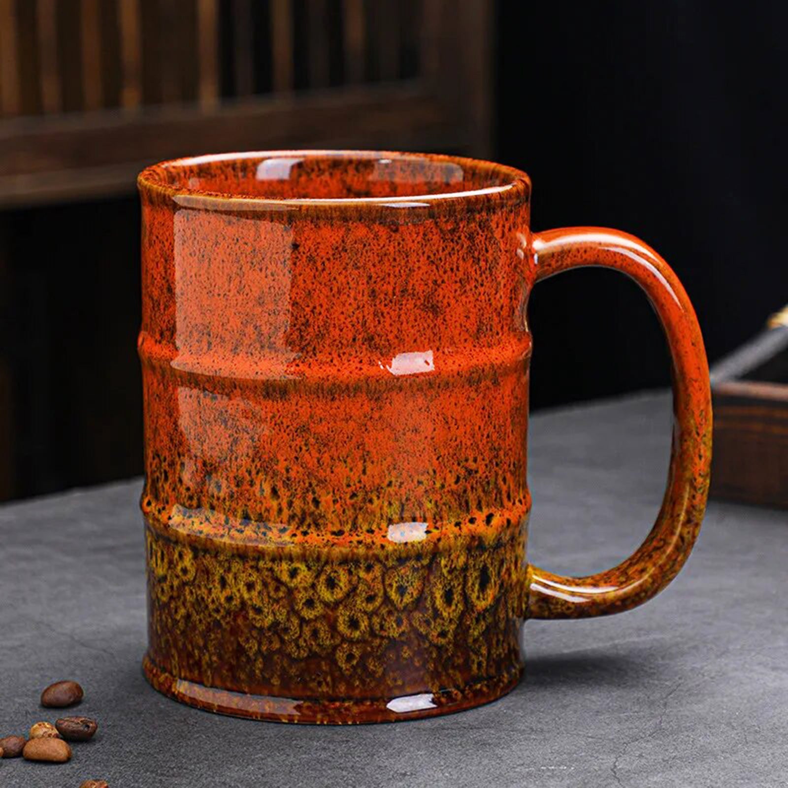 Large Barrel-Shaped Mugs with Oversized Four-Finger Handles for Coffee Lovers