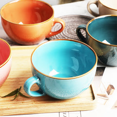 Vibrant Breakfast Mugs with Playful Dotted Patterns in 6 Colors