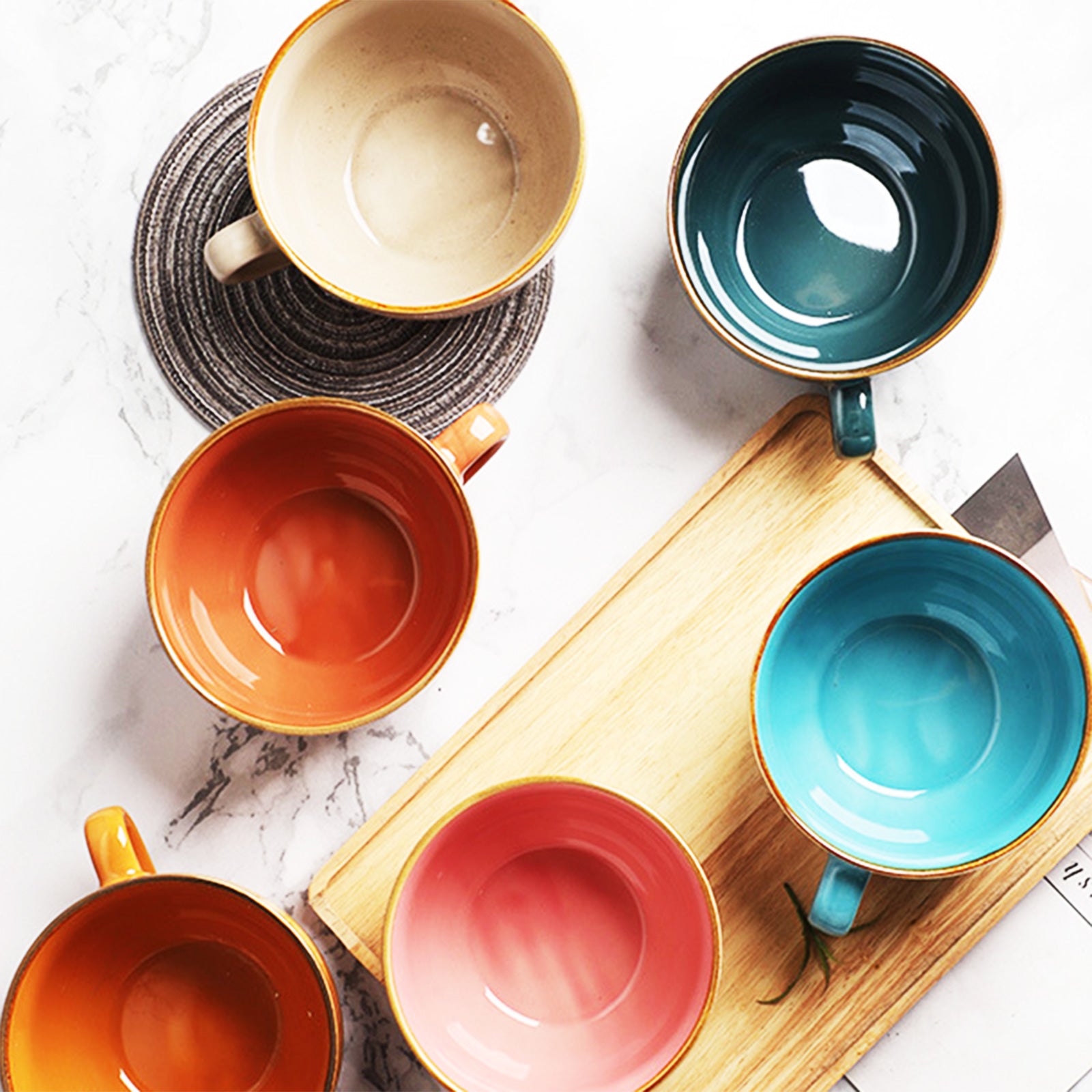 Vibrant Breakfast Mugs with Playful Dotted Patterns in 6 Colors