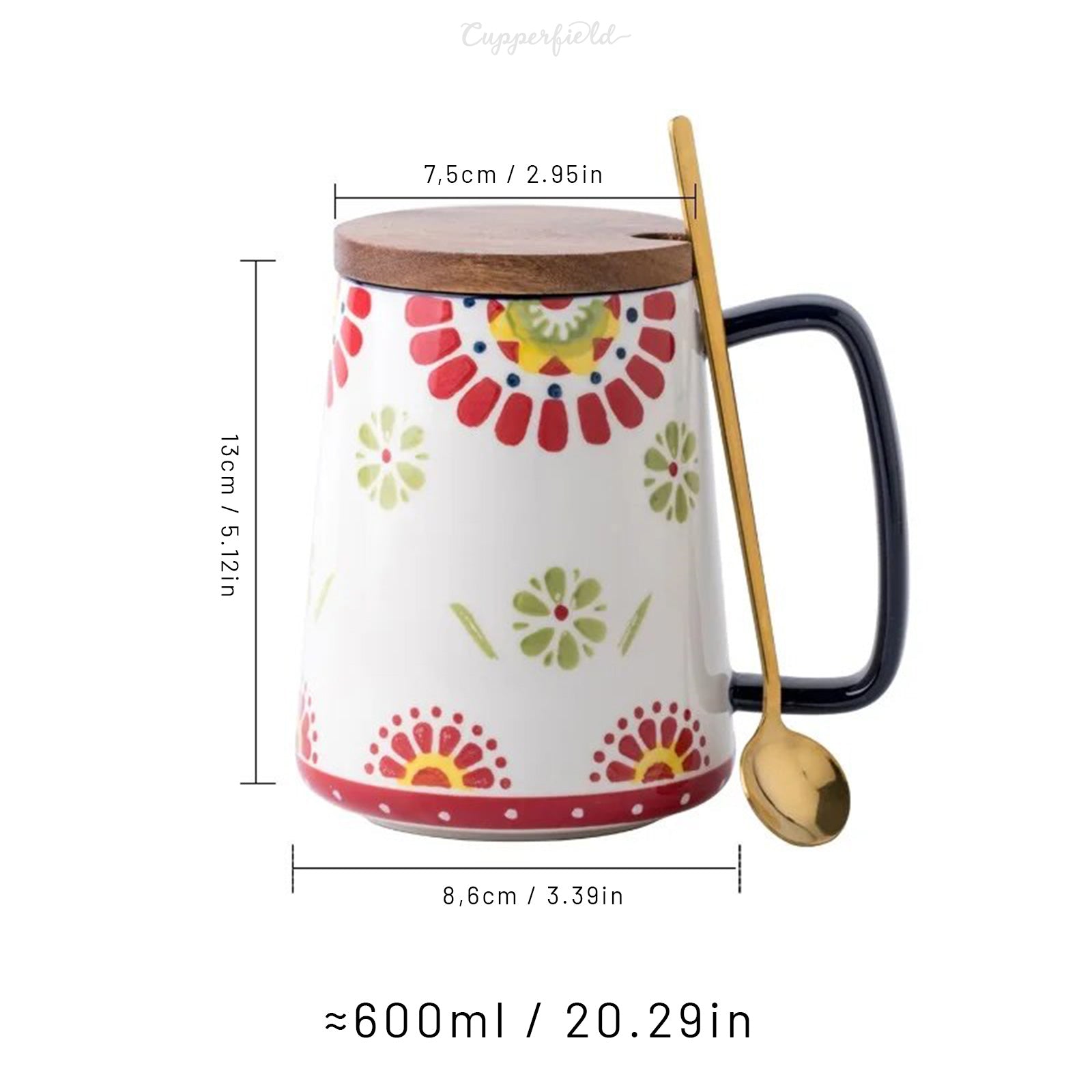 Large Floral Mugs with Four-Finger Handles for Your Best Mornings