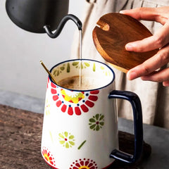 Large Floral Mugs with Four-Finger Handles for Your Best Mornings