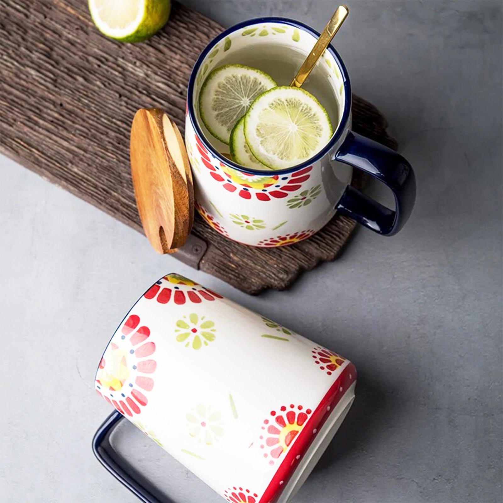 Large Floral Mugs with Four-Finger Handles for Your Best Mornings