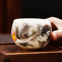 Limited Edition Dragon Tea Cups with Gilded Interior