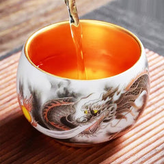 Limited Edition Dragon Tea Cups with Gilded Interior