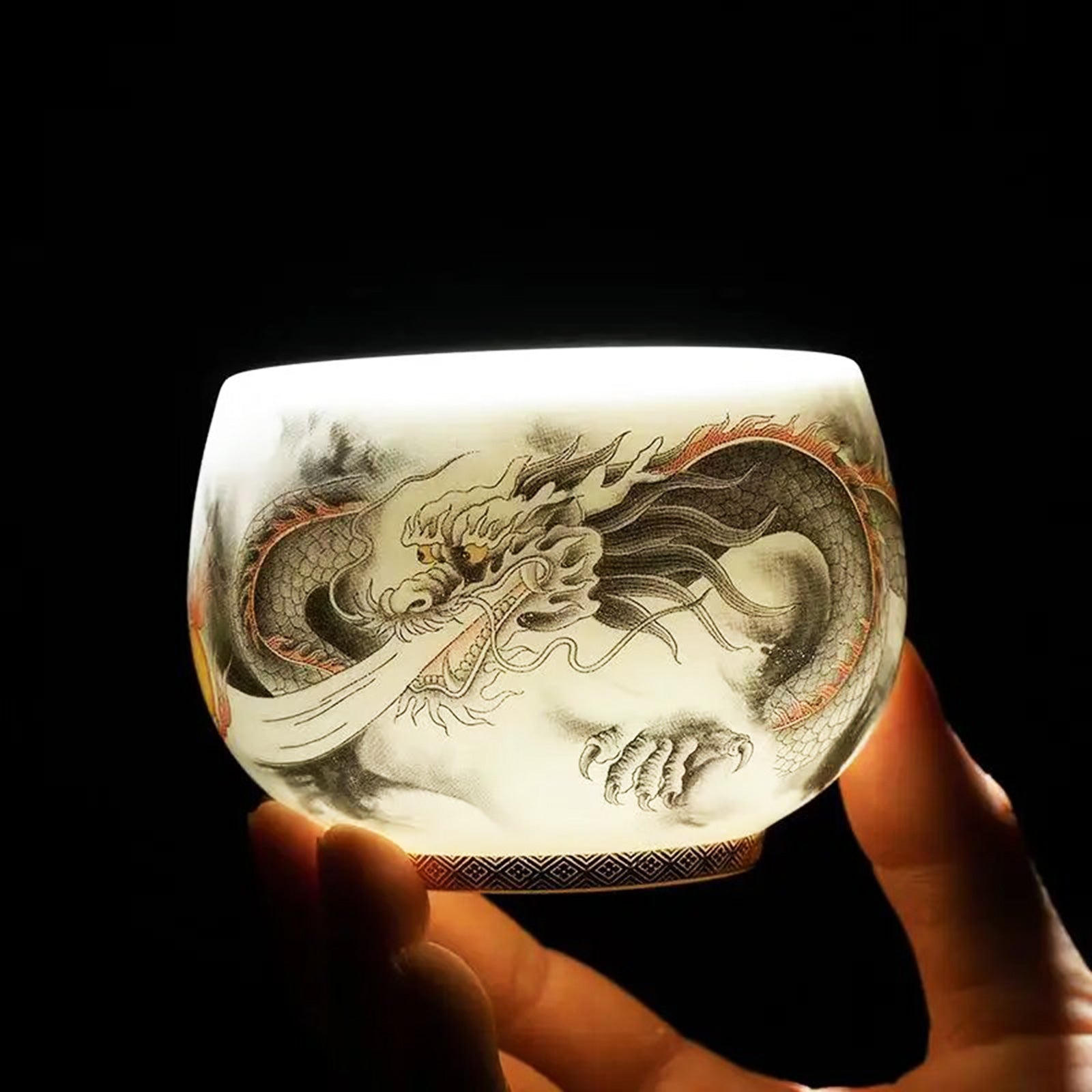 Limited Edition Dragon Tea Cups with Gilded Interior