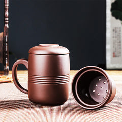 Portable Purple Clay Tea Mug with Infuser and Lid: Effortless Tea Brewing