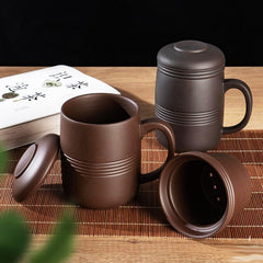 Portable Purple Clay Tea Mug with Infuser and Lid: Effortless Tea Brewing