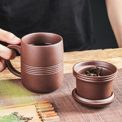 Portable Purple Clay Tea Mug with Infuser and Lid: Effortless Tea Brewing