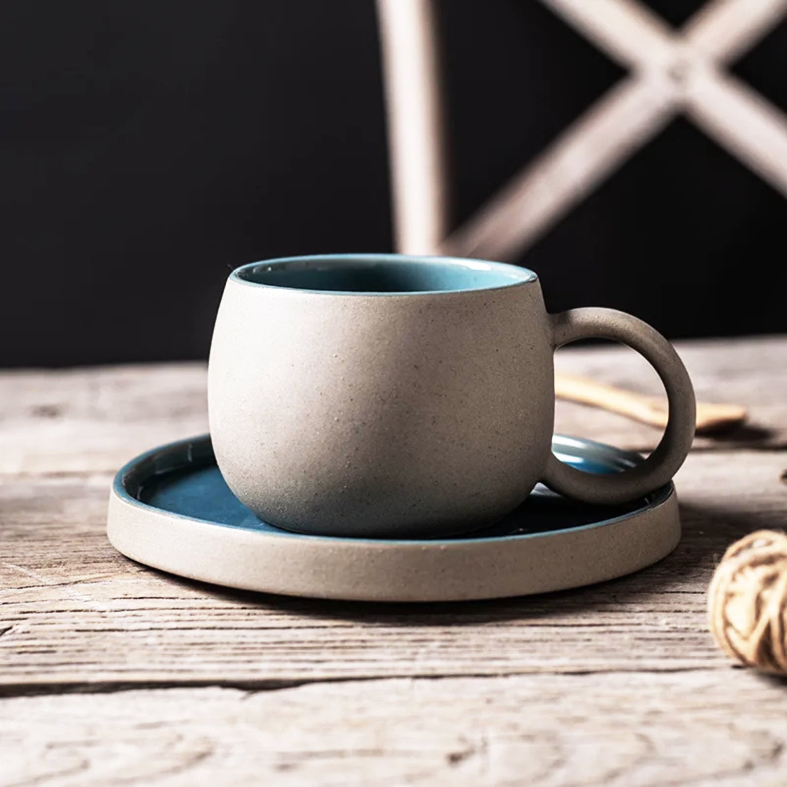 Minimalist Ceramic Mug and Plate Set - Earthy, Modern Elegance