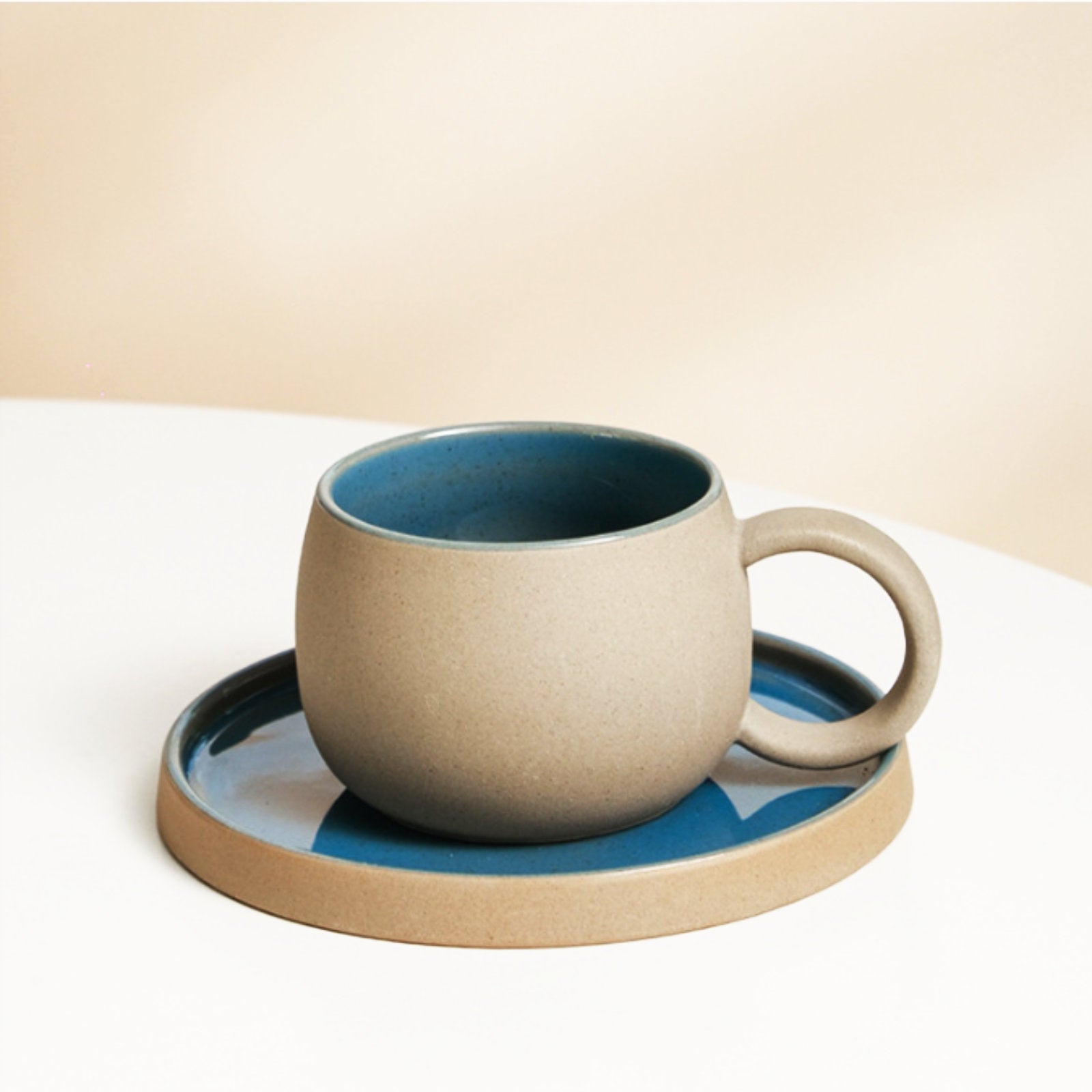 Minimalist Ceramic Mug and Plate Set - Earthy, Modern Elegance