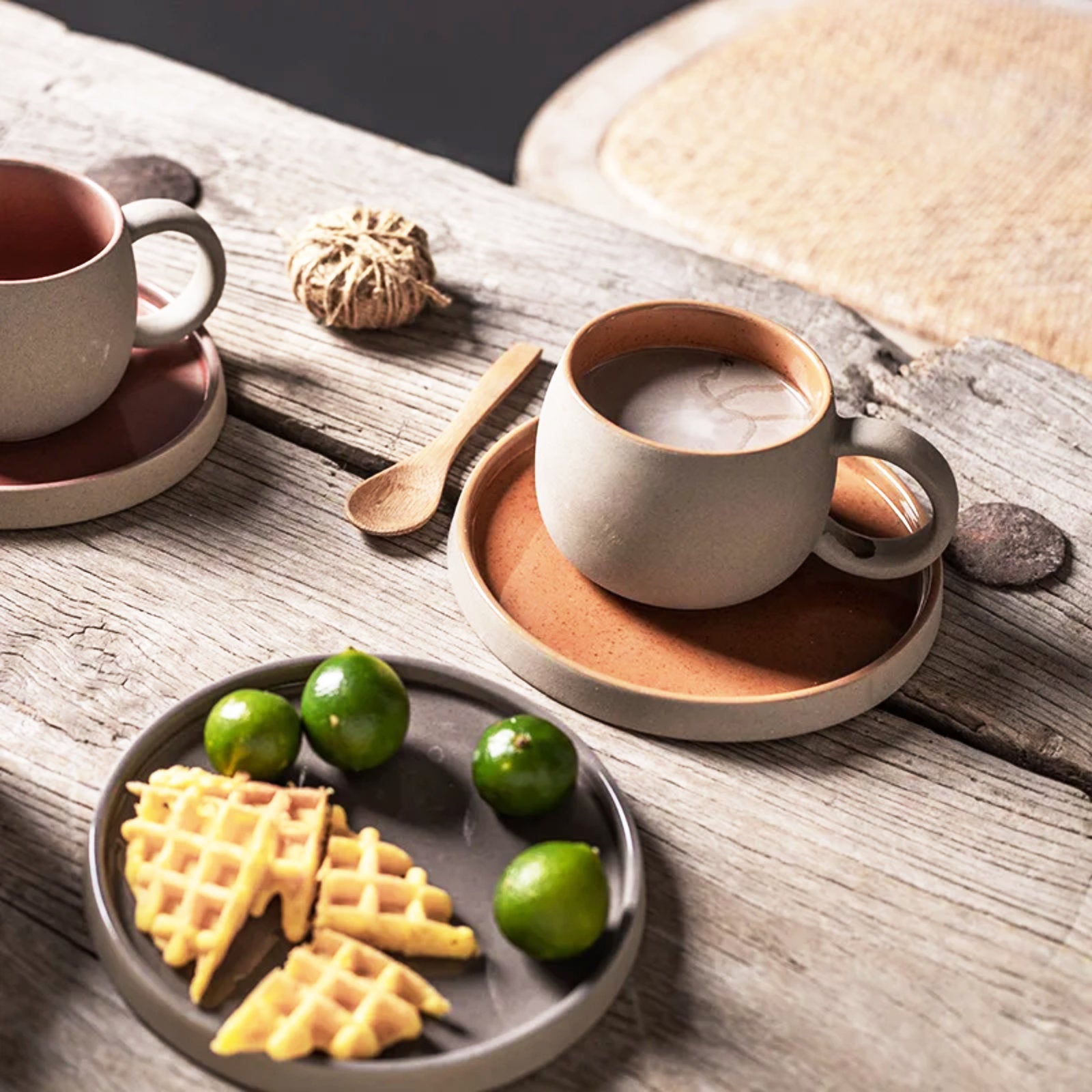 Minimalist Ceramic Mug and Plate Set - Earthy, Modern Elegance