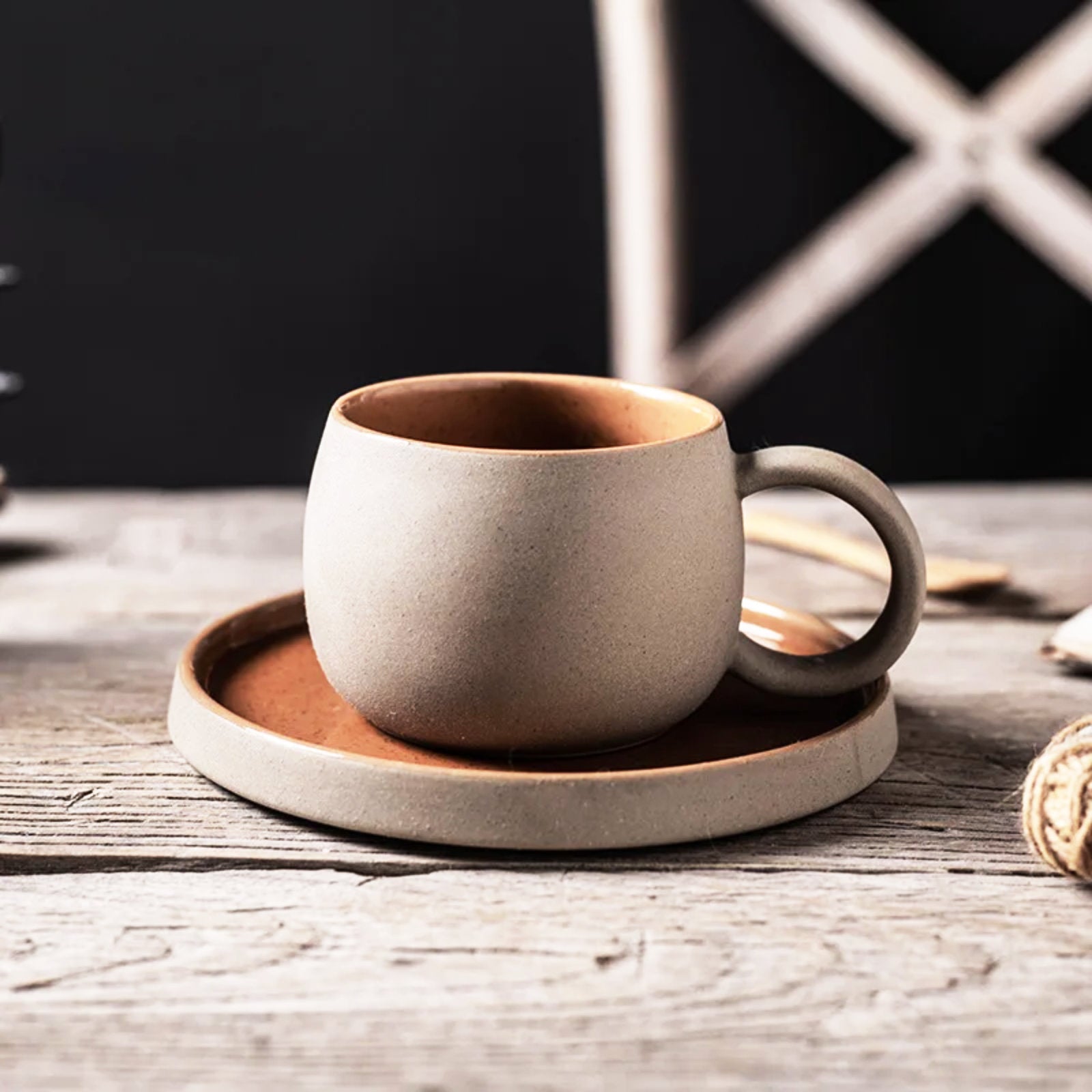 Minimalist Ceramic Mug and Plate Set - Earthy, Modern Elegance