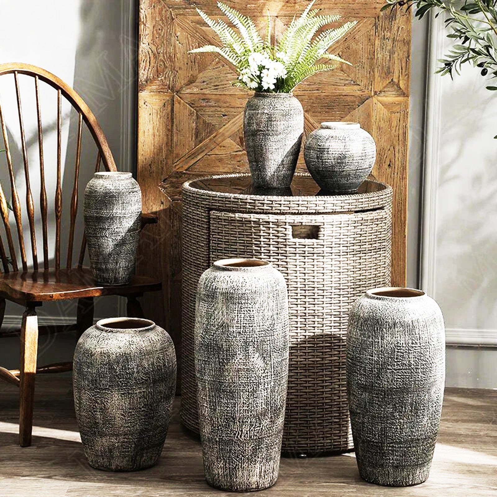 Nordic Charm: Vases with Linework Pattern