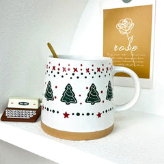 Nordic Christmas Mugs with Gingerbread and Pinecone Patterns