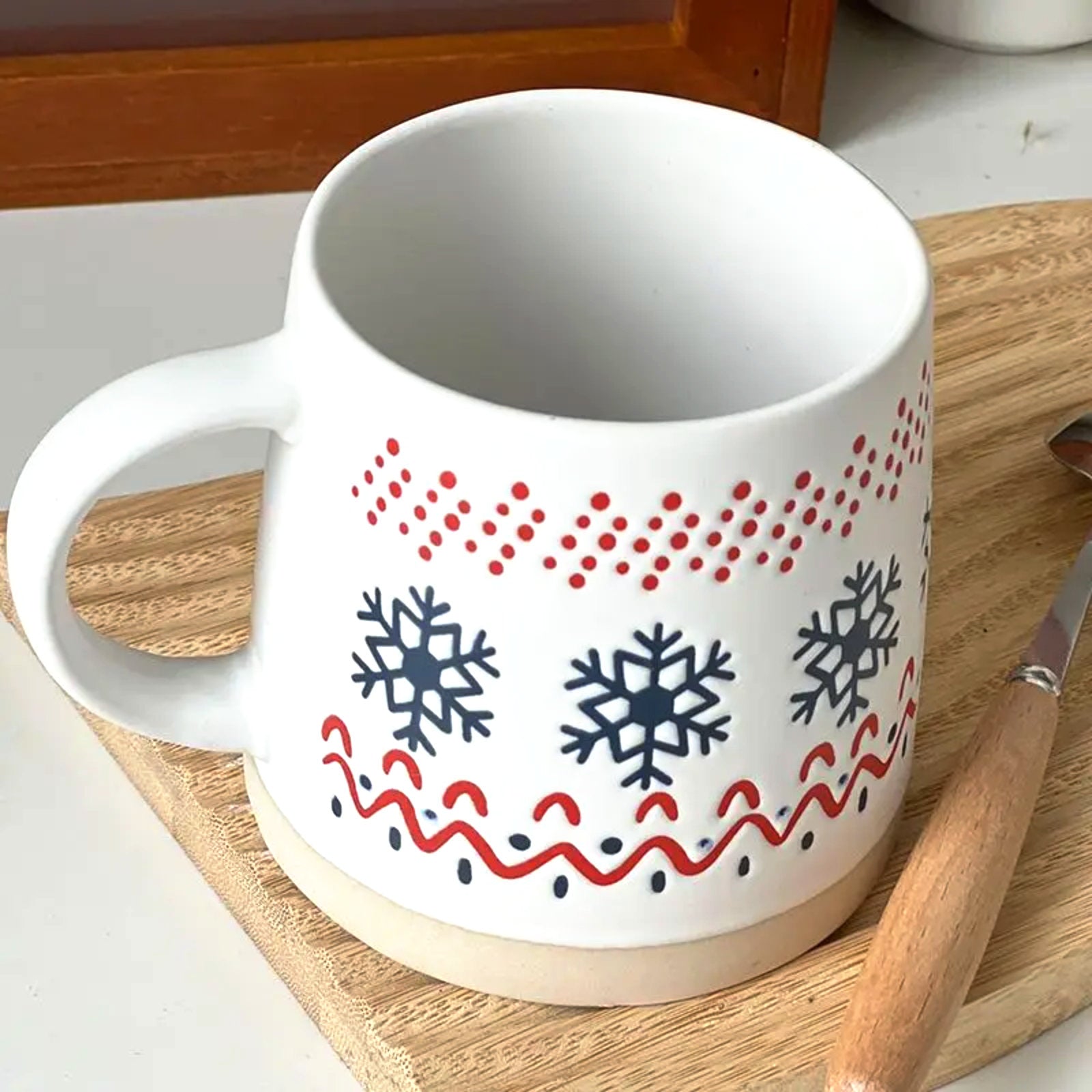 Nordic Christmas Mugs with Gingerbread and Pinecone Patterns