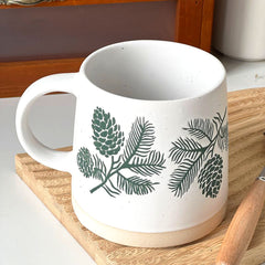 Nordic Christmas Mugs with Gingerbread and Pinecone Patterns