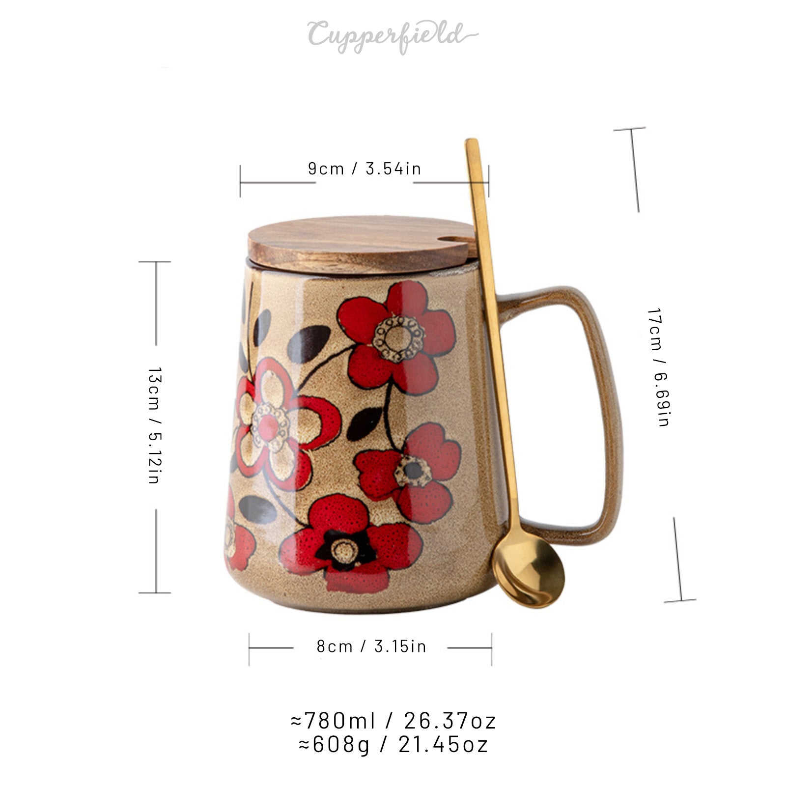 Nordic Floral Mugs with Lid and Spoon for a Cozy Drink Experience