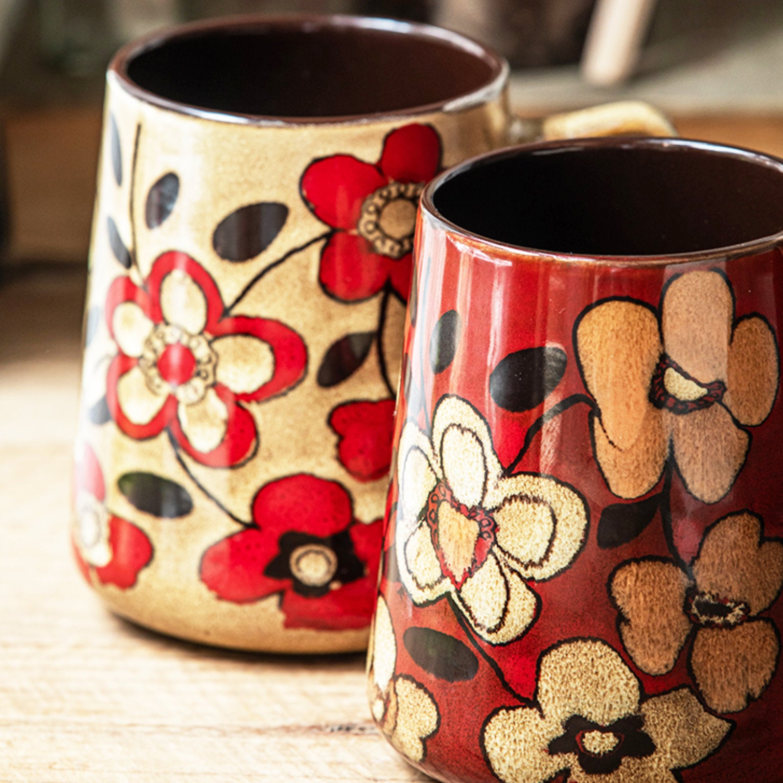 Nordic Floral Mugs with Lid and Spoon for a Cozy Drink Experience