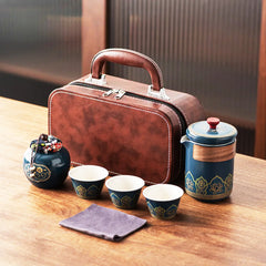 Portable Ceramic Tea Set With Middle-Eastern Motif