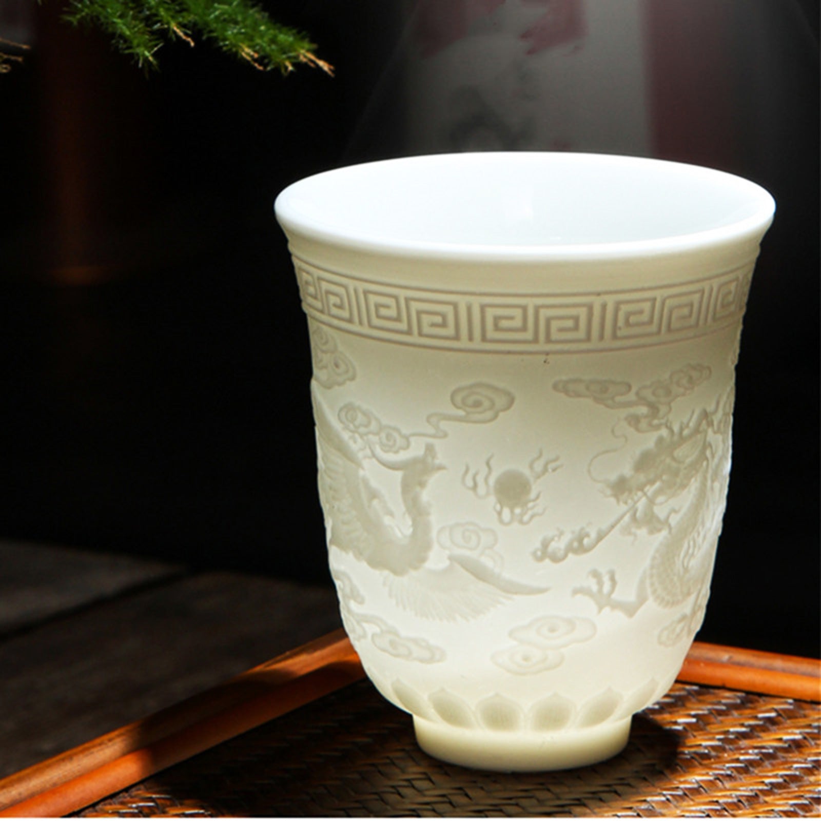 Eastern Charm Meets Practicality: Pure White Chinese Porcelain Tea Cups (4 styles)