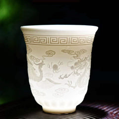 Eastern Charm Meets Practicality: Pure White Chinese Porcelain Tea Cups (4 styles)