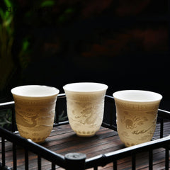 Eastern Charm Meets Practicality: Pure White Chinese Porcelain Tea Cups (4 styles)