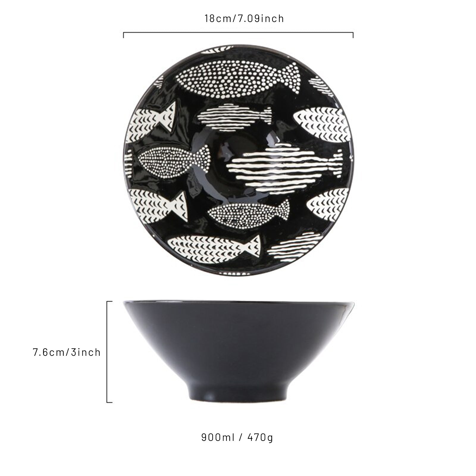 Ramen Bowl With Various Motifs Drawings (4 styles, 2 sizes)