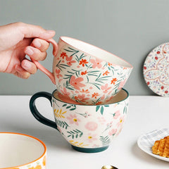 Retro Breakfast Mugs with Hand-Drawn Motifs