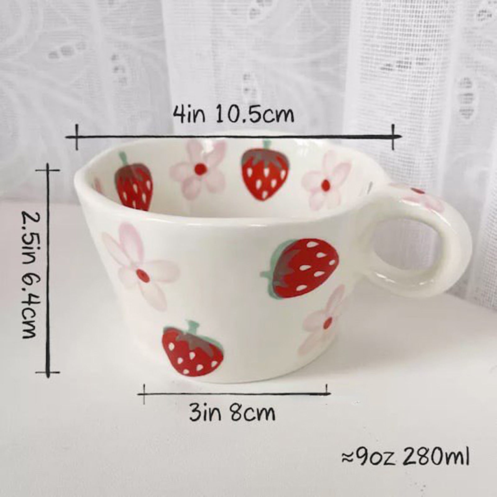 Retro-Inspired Strawberry Patterned Mugs