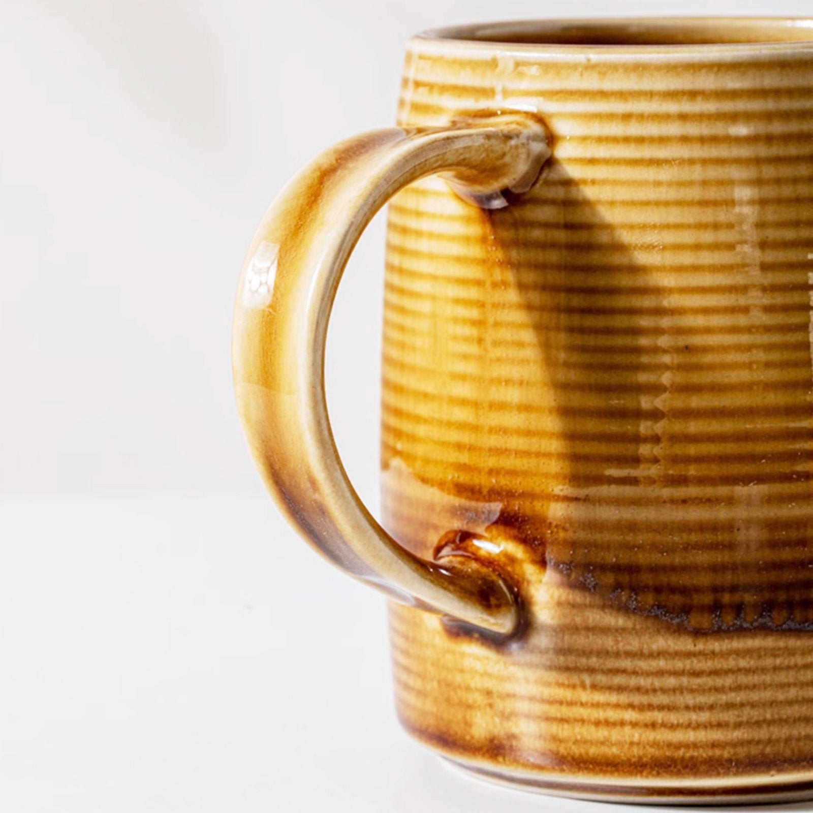 Retro-Inspired Rare Coffee Mugs with Delicate Horizontal Lines