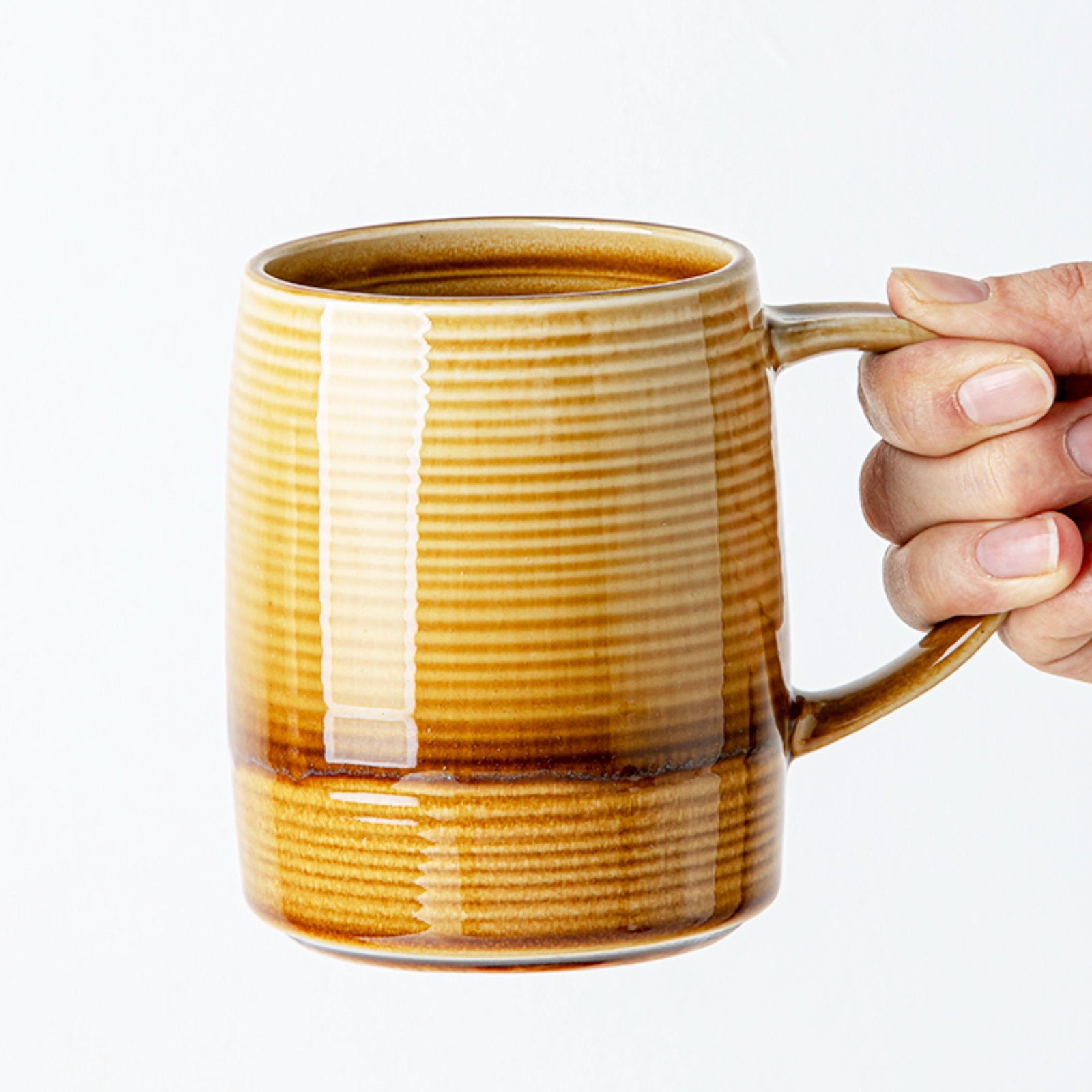 Retro-Inspired Rare Coffee Mugs with Delicate Horizontal Lines