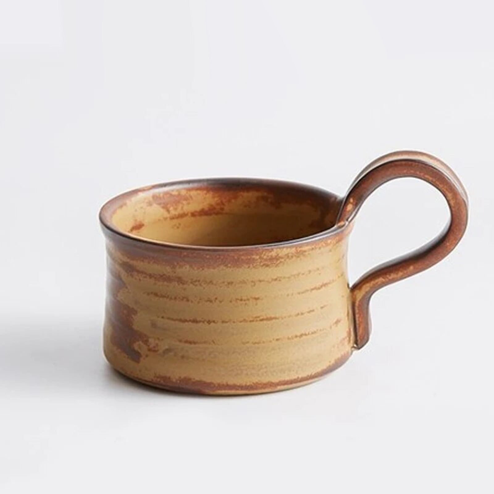 Retro Japanese Mugs with Ribs and Cute Curled Ear