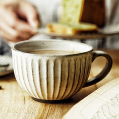 Rustic Coffee Cup With Handmade Look And Matching Saucer