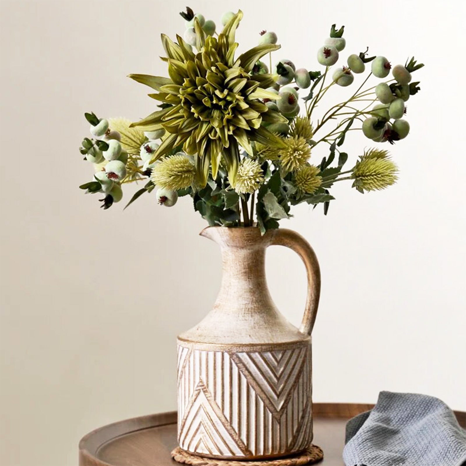 Rustic Look Retro Vase with Bold Striped Pattern