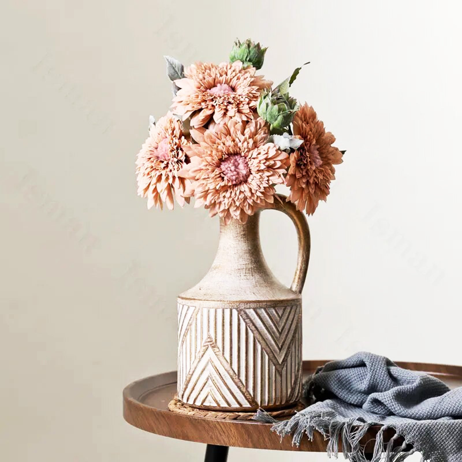 Rustic Look Retro Vase with Bold Striped Pattern
