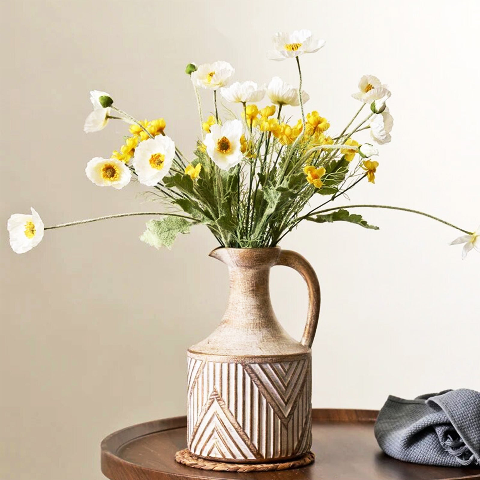 Rustic Look Retro Vase with Bold Striped Pattern