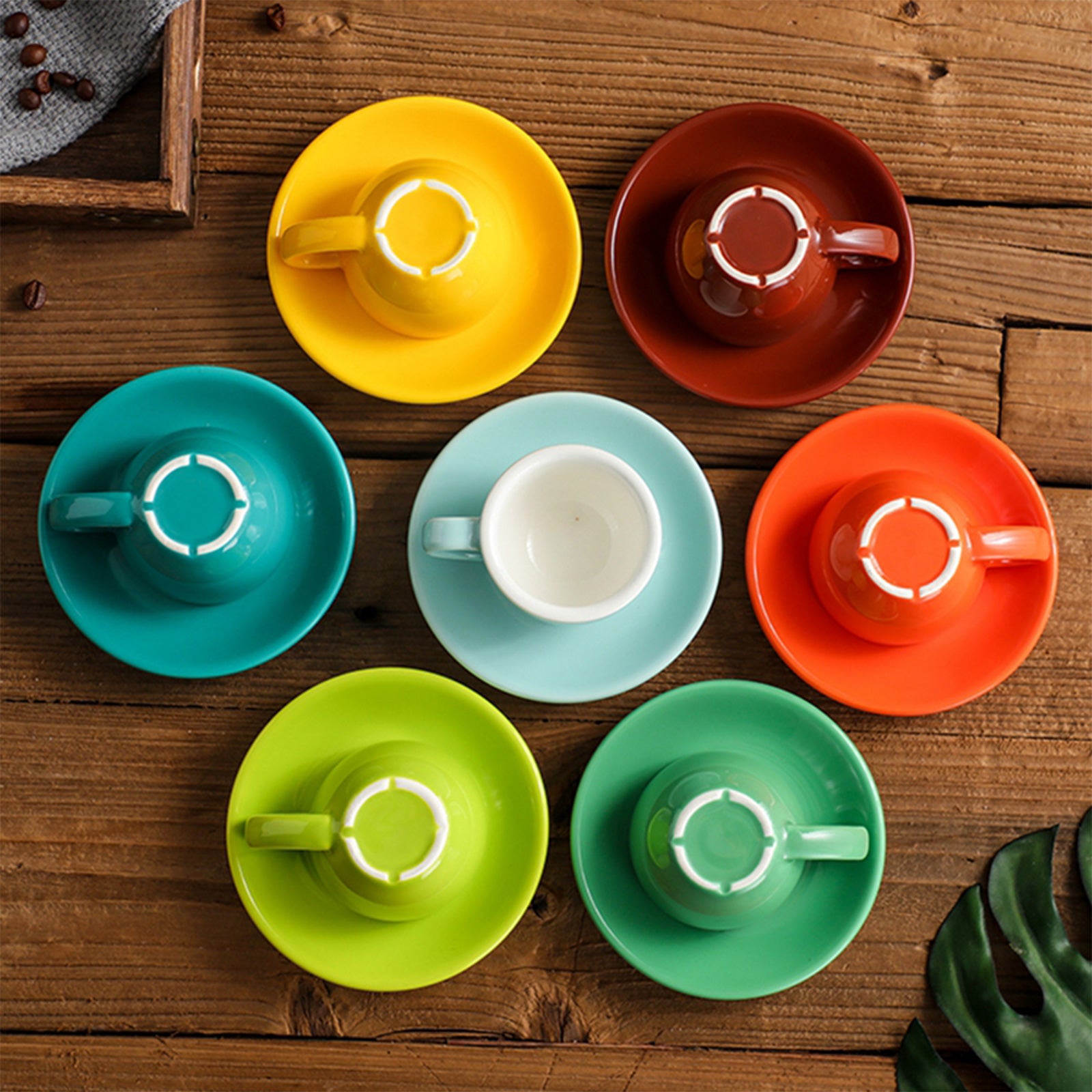 Colorful Espresso Cups Set with Matching Saucers (11 shades)