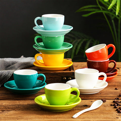 Colorful Espresso Cups Set with Matching Saucers (11 shades