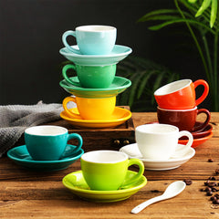 Colorful Espresso Cups Set with Matching Saucers (11 shades)