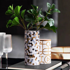 Sleek Geometric Vases with Bamboo Detail - Limited Edition Beauties