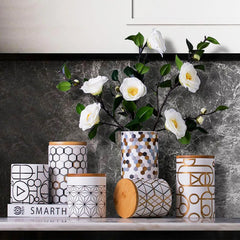 Sleek Geometric Vases with Bamboo Detail - Limited Edition Beauties