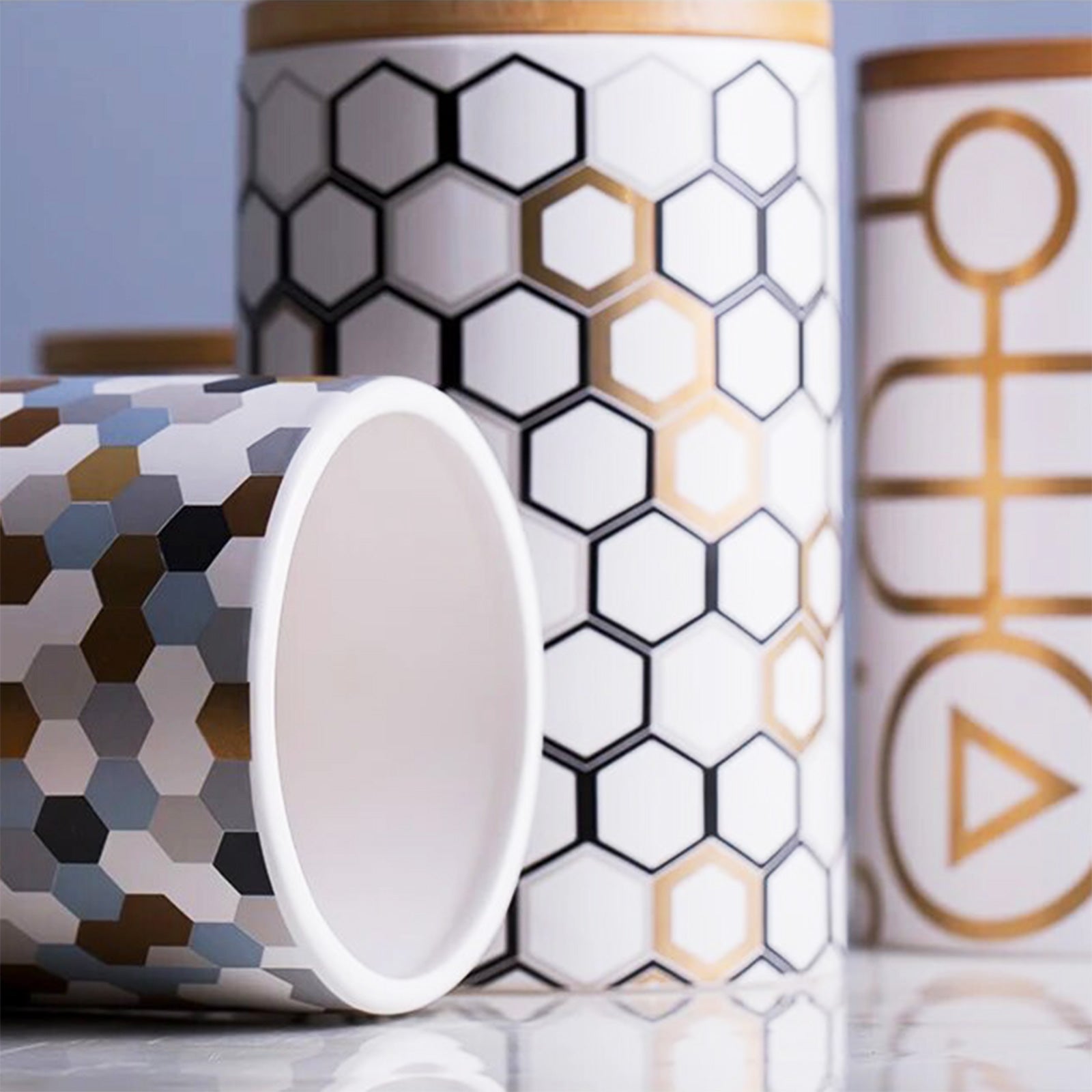 Sleek Geometric Vases with Bamboo Detail - Limited Edition Beauties
