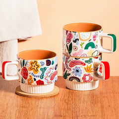 Stackable Elegance: Coffee Mugs with Artistry and Adventure