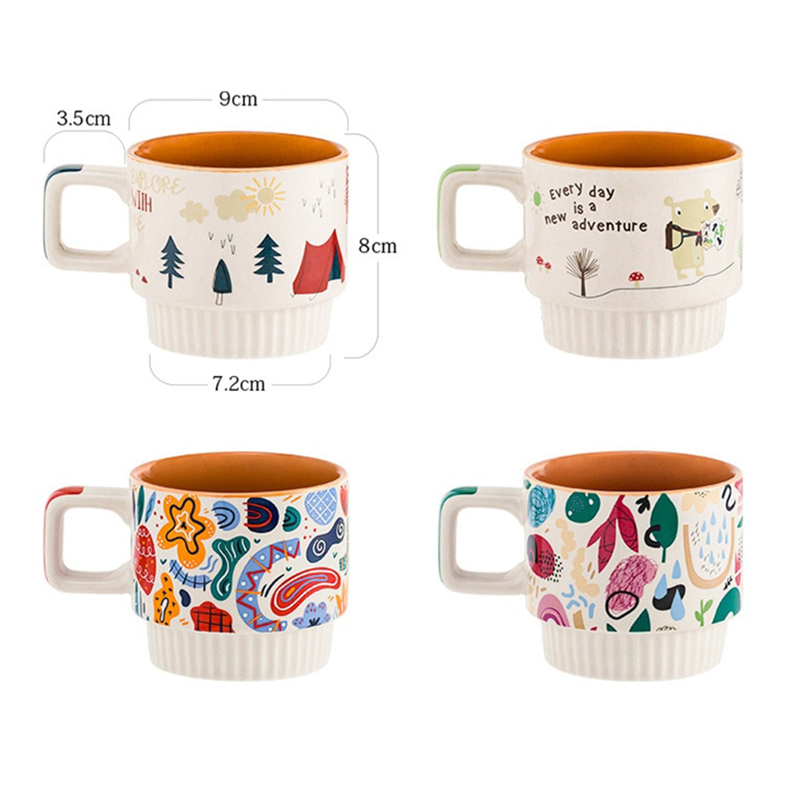 Stackable Elegance: Coffee Mugs with Artistry and Adventure