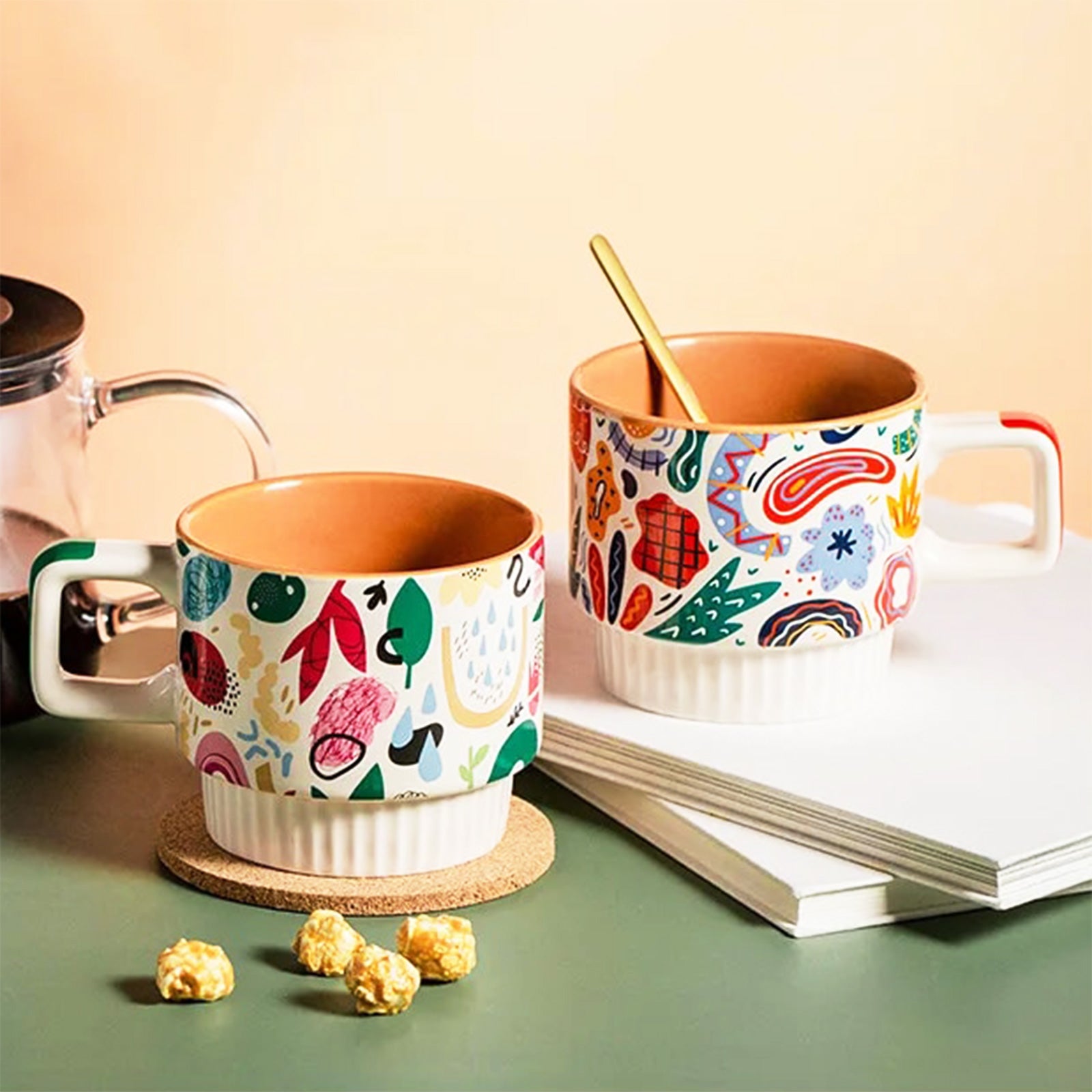 Stackable Elegance: Coffee Mugs with Artistry and Adventure