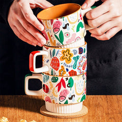 Stackable Elegance: Coffee Mugs with Artistry and Adventure