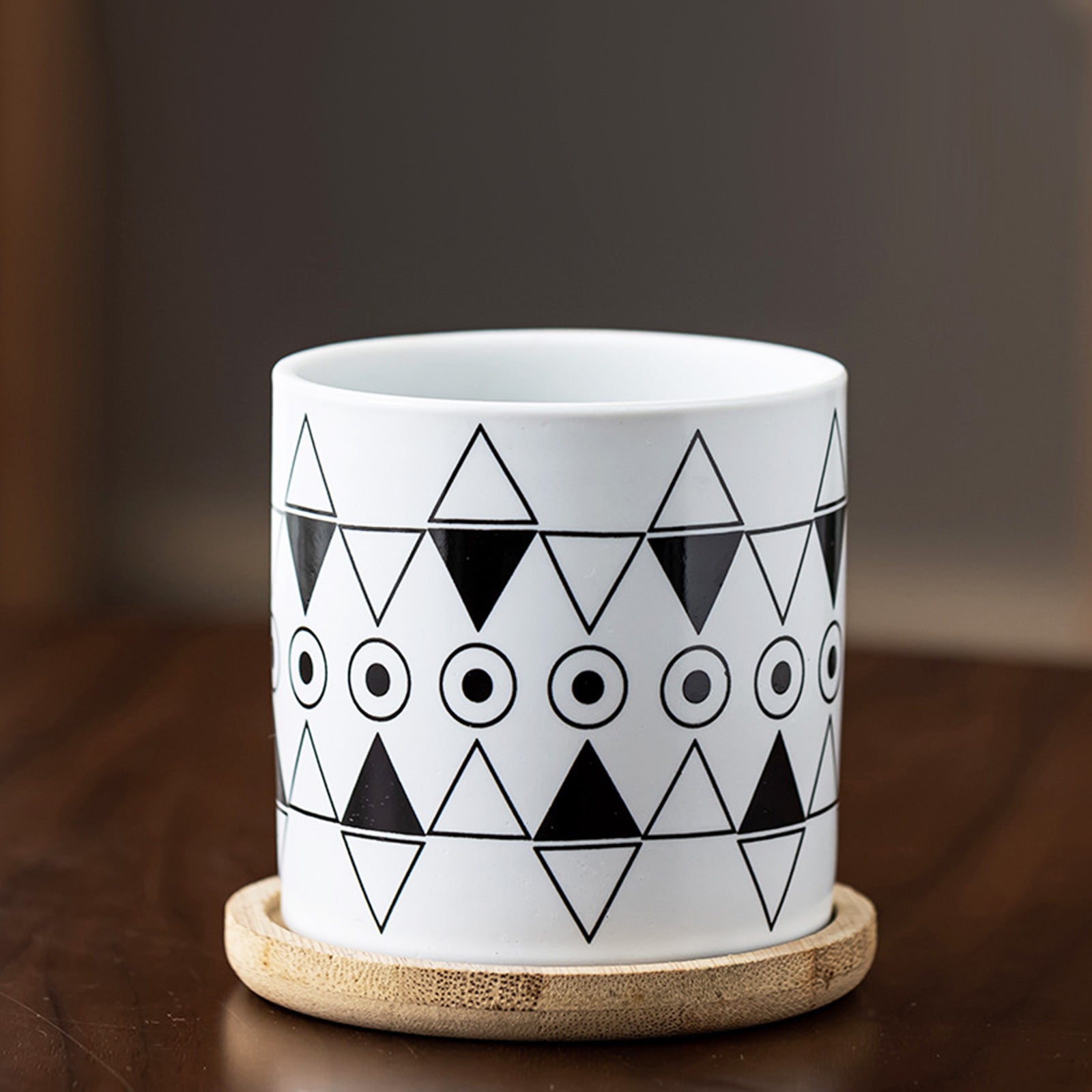 Stylish Flower Pots With Geometric Design And Wooden Tray (8 unique designs)