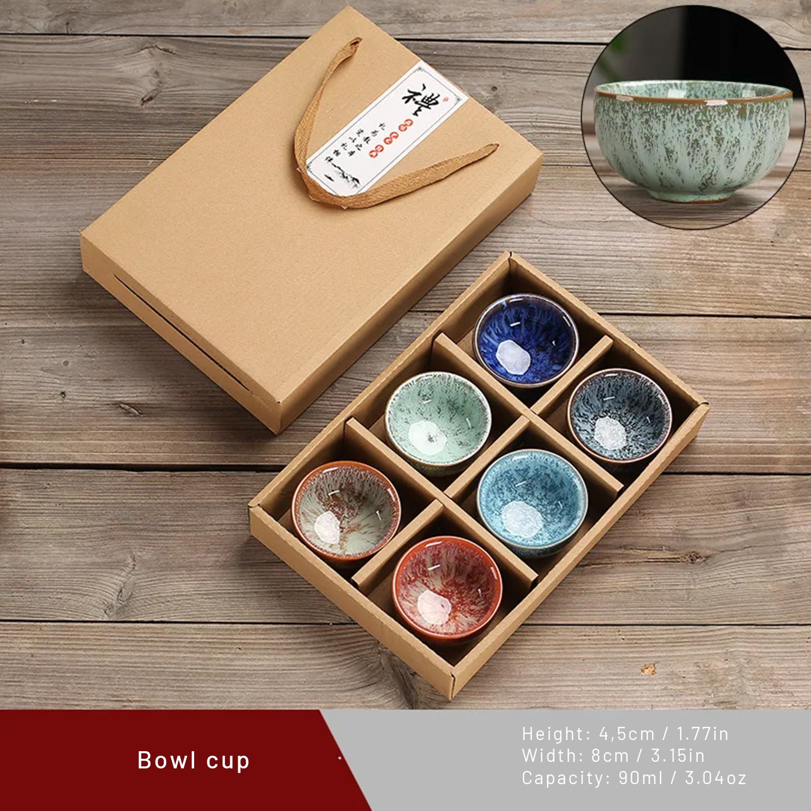 Stylish Set of 6 Tea Cups and a Classic Drip Paint Effect